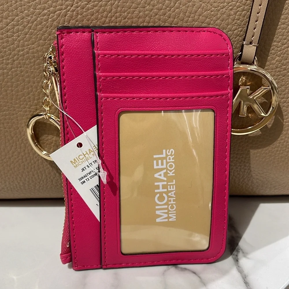 MICHAEL KORS
Jet Set Travel Small Top Zip Coin Pouch With ID 
Electric Pink 
NWT - Picture 6 of 16